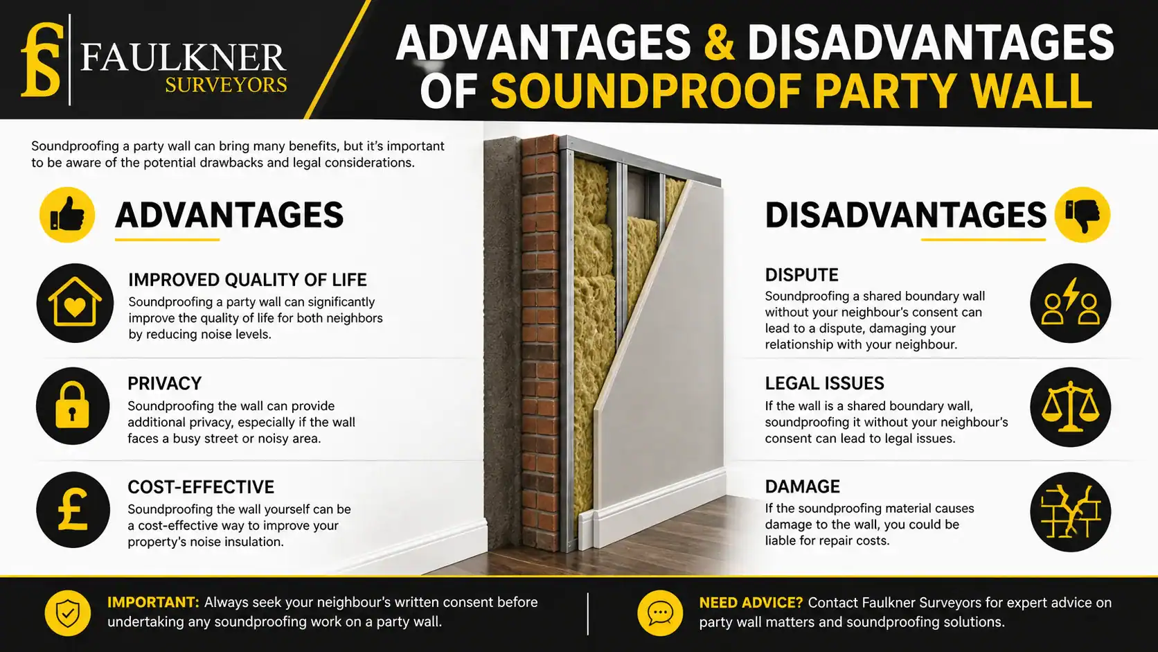 Can you soundproof a Party wall? 2 Advantages and Disadvantages of Soundproof Party Wall Amersham
